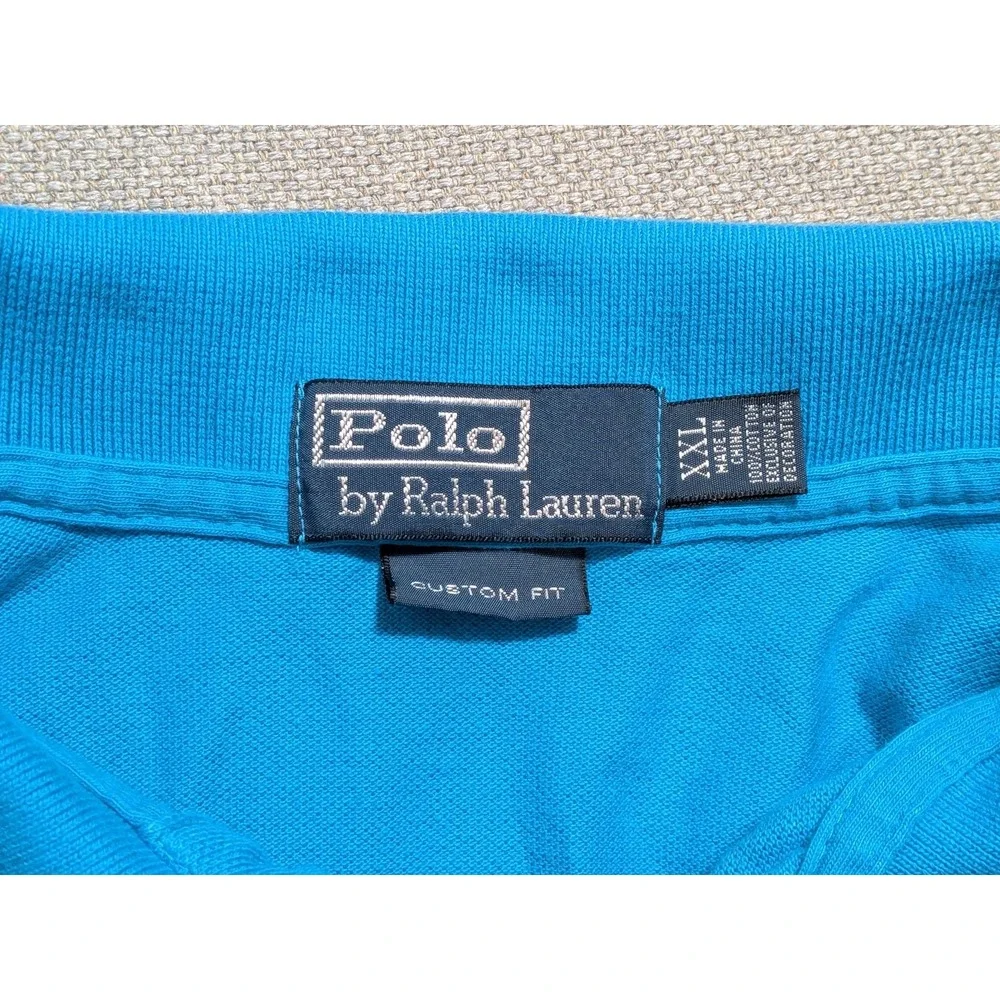 Polo Ralph Lauren Men's Polo Shirt XXL Turquoise Custom Fit Cotton Pique Pony